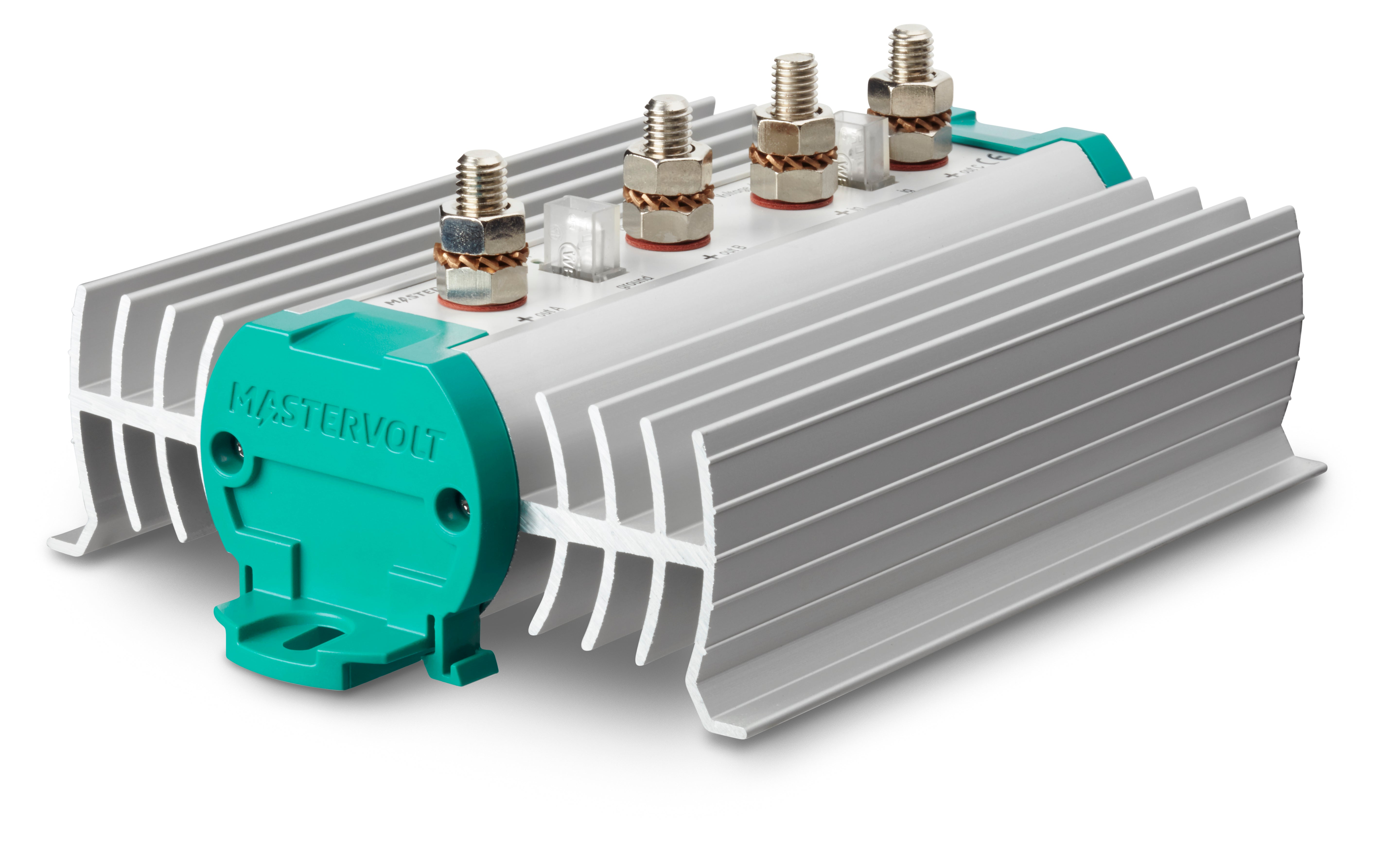 Mastervolt Battery Mate 2503 IG Isolator rated at 200 amps, designed for charging up to three battery banks from one alternator or charger. Features MOSFET technology for low voltage drop and efficient charging. Suitable for marine, RV, and off-grid systems requiring reliable multi-bank charging.

