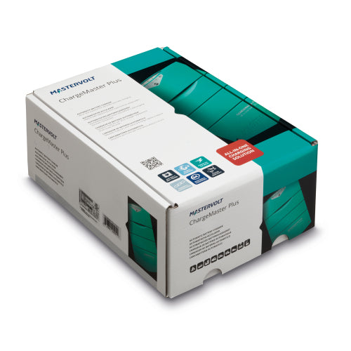 Mastervolt ChargeMaster Plus 12 V 100 A 3‑bank battery charger with CZone/MasterBus/NMEA 2000 compatibility. Offers three isolated outputs, LED display, smart 3‑step+ charging, and auto-ranging 90–265 V AC input in a rugged marine-grade casing.

