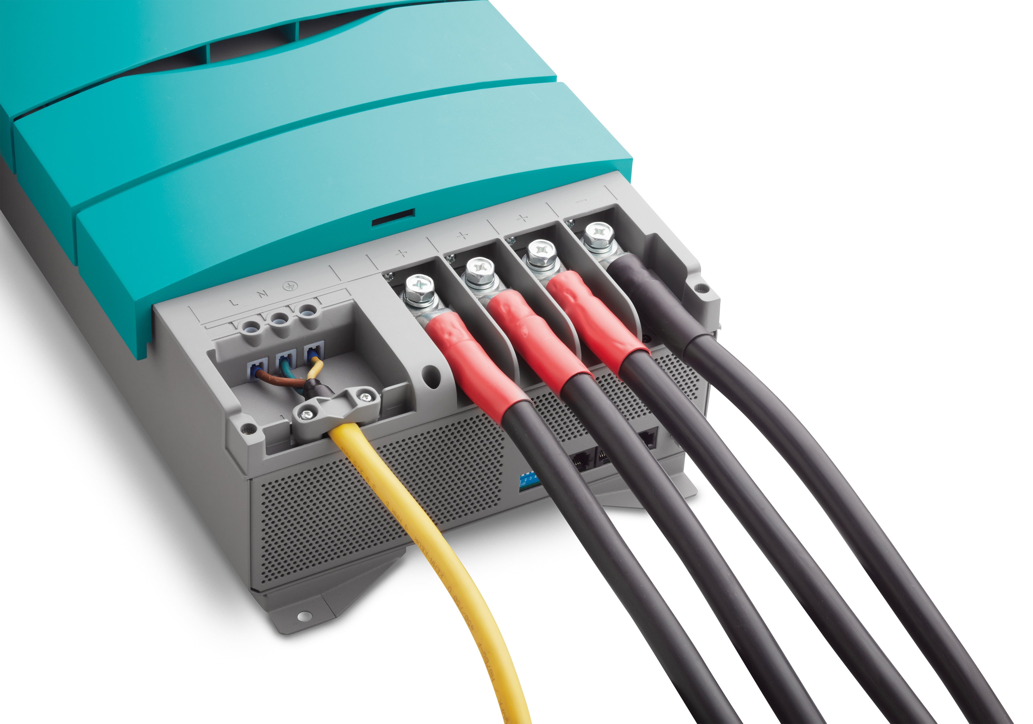 Mastervolt ChargeMaster Plus 12/35‑3 battery charger with three isolated 35 A outputs, LED display, rugged blue casing, and auto-ranging 90–265 V AC input. Smart multi‑stage charging for marine, RV, and off‑grid battery systems via MasterBus/CZone networks.

