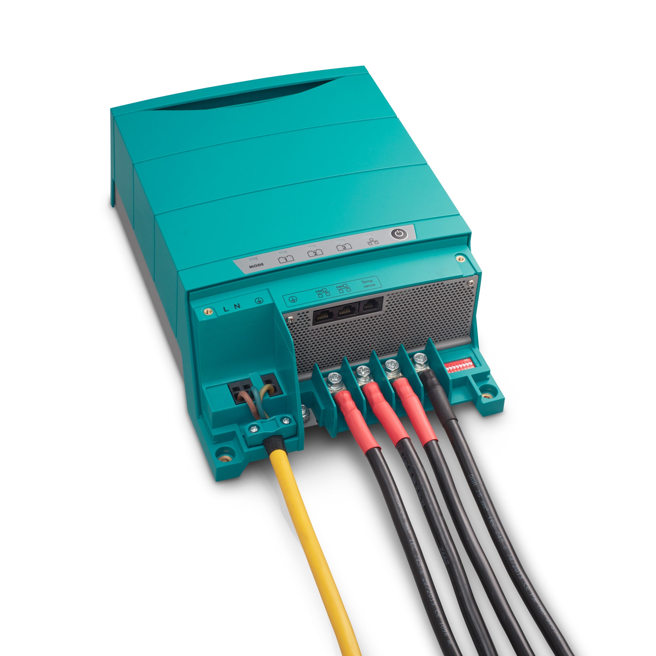 Mastervolt ChargeMaster Plus 24 V 20 A charger offers three isolated outputs and CZone/NMEA 2000/MasterBus connectivity. Delivers fast, intelligent 3‑step+ charging with automatic current distribution and pre‑float logic. Ideal for marine or mobile systems requiring robust, multi-bank charging.