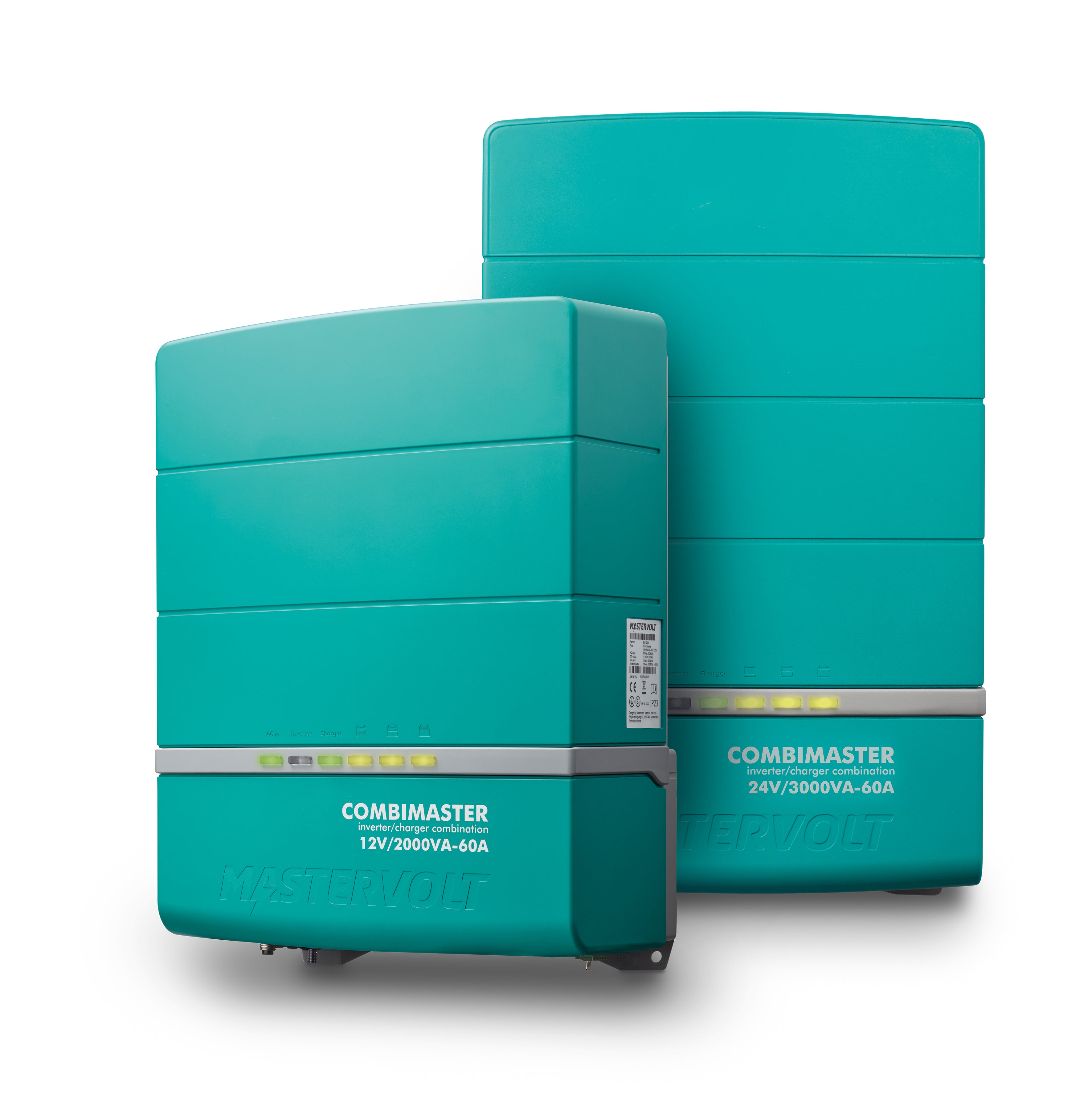 Mastervolt CombiMaster 24/3000-60 CZone inverter charger combination with 3000VA output for 24V DC systems. Equipped with power assist, automatic AC transfer, advanced 3-step+ battery charging, and CZone integration for superior monitoring and control. Ideal for marine and off-grid applications.