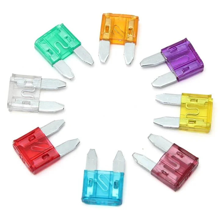 Set of mini blade fuses rated from 2A to 35A, with 10 pieces of each. Designed for compact 12V/24V fuse blocks in automotive, marine, RV, and electronics applications. Color-coded, heat-resistant, and built for reliable protection by Rimal Marine.

