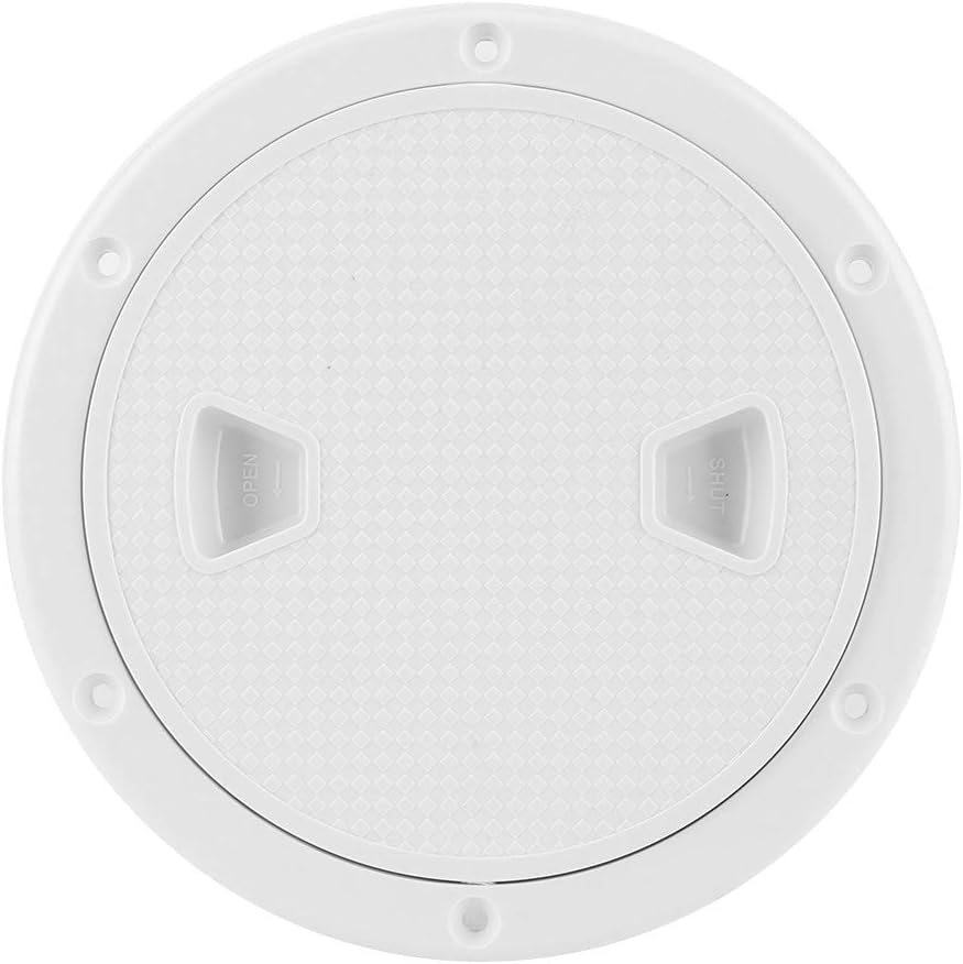 Marine-grade non-skid deck plates in black and white, sizes 4 inch, 6 inch, and 8 inch. Anti-slip surface designed to enhance safety on boat decks and wet marine environments.

