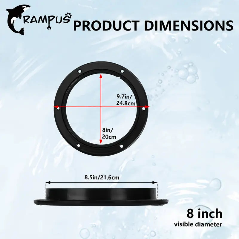 Marine-grade non-skid deck plates in black and white, sizes 4 inch, 6 inch, and 8 inch. Anti-slip surface designed to enhance safety on boat decks and wet marine environments.