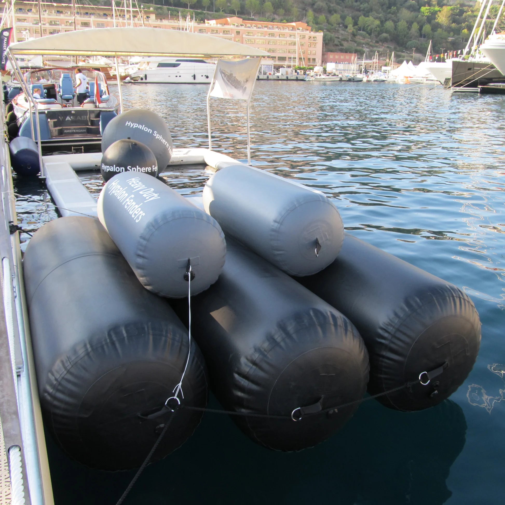 OCEAN MAGNUS inflatable fender designed for mega yachts and large vessels. Constructed from heavy-duty, UV-resistant PVC for maximum durability and shock absorption. Lightweight, space-saving, and ideal for safe docking in marinas, shipyards, or during tender transfers.