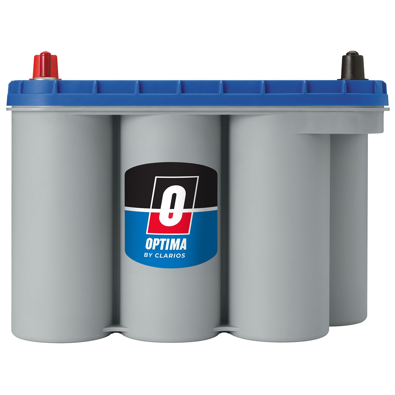 OPTIMA BLUETOP® D31M 75Ah AGM battery with gray and blue casing, offering 1550 marine cranking amps, deep-cycle capability, spill-proof design, and extreme vibration resistance. Ideal for powering boats, RVs, trolling motors, and marine electronics with reliability.