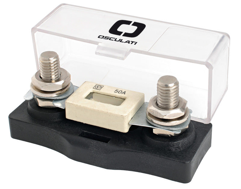 OSCULATI high-capacity ANL fuse holder for 12V/24V marine and automotive systems. Durable, corrosion-resistant terminals with secure protective cover. Designed for high-current protection in boats, RVs, and off-grid power setups. Trusted by Rimal Marine.