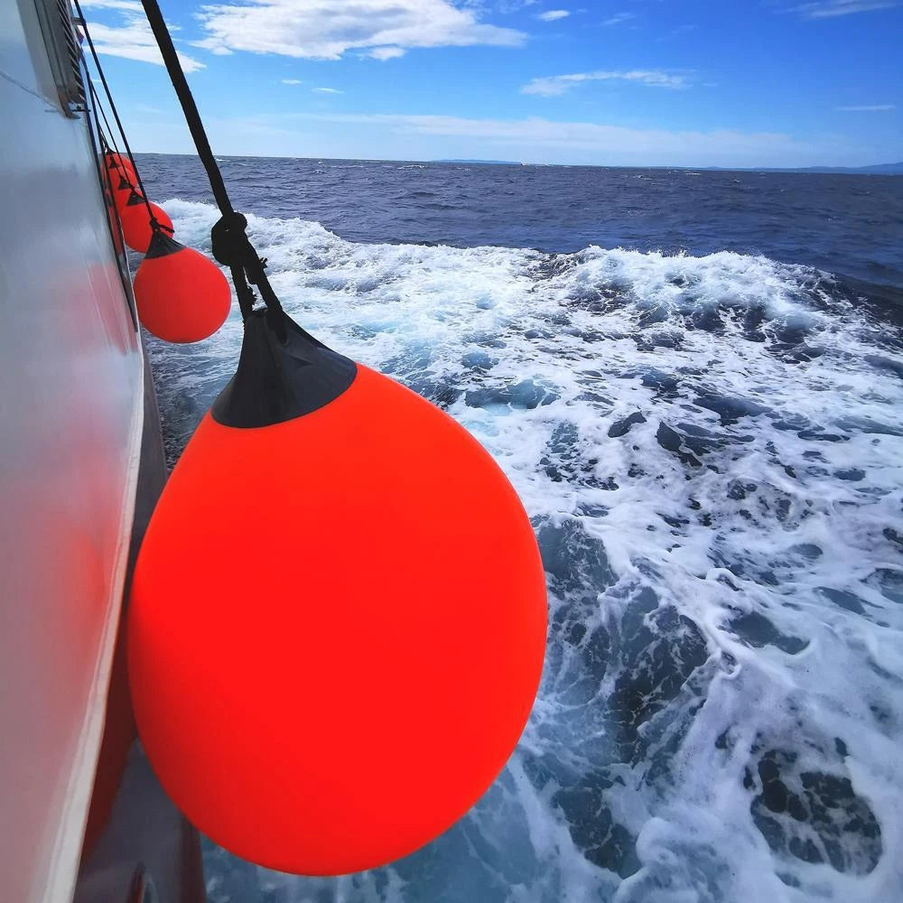 Ocean R Series buoys designed for mooring, marking, and navigation in marine environments. Built from UV-resistant, impact-resistant polyethylene. Strong rope eye for secure attachment. Ideal for commercial and recreational boating, available in various sizes and high-visibility colors.