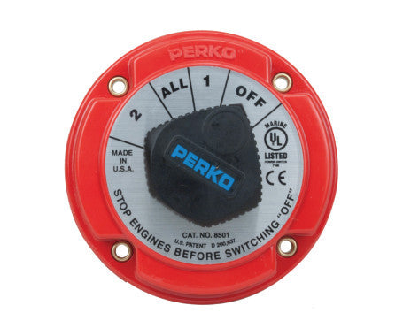 PERKO Battery Switch 4 Position 8501 designed for marine use – ensures safe battery isolation and efficient power management. Perfect for boats and yachts, corrosion-resistant for harsh environments. Available in Rimal Marine.