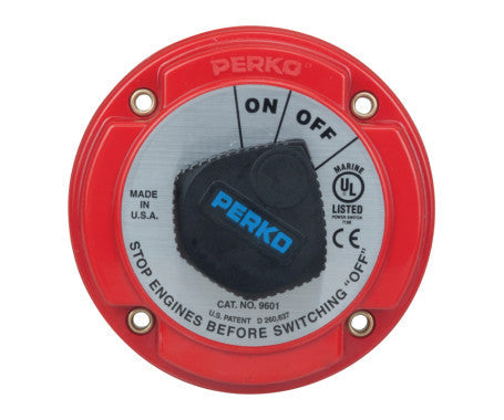 PERKO Battery Switch 9601 On/Off – high-quality marine-grade switch for isolating battery power on boats and yachts. Durable, ignition-protected, and corrosion-resistant for long-term marine use. Available in Rimal Marine.