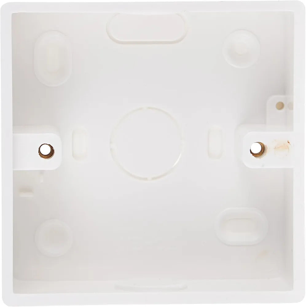 PVC electrical junction box 3x3 inches, flame-retardant and impact-resistant housing for secure cable management. Features side knockouts for easy conduit entry. Ideal for domestic and industrial electrical wiring setups. Compact design for wall or surface mounting.

