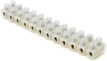 PVC Wire Connector Strip with brass inserts for strong and secure wire connections. Flame-retardant and easy to use in marine, household, or industrial wiring. Can be easily cut to desired size. Perfect for DIY or professional electrical setups. Available at Rimal Marine.

