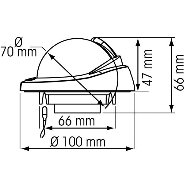 Plastimo Offshore Compass 75 Flush Mount with black housing and conical card. Designed for boats 5–8 meters, this compact, shockproof compass features LED lighting, flush-mount design, and an articulated sunshade for enhanced visibility. ISO 613 compliant.
