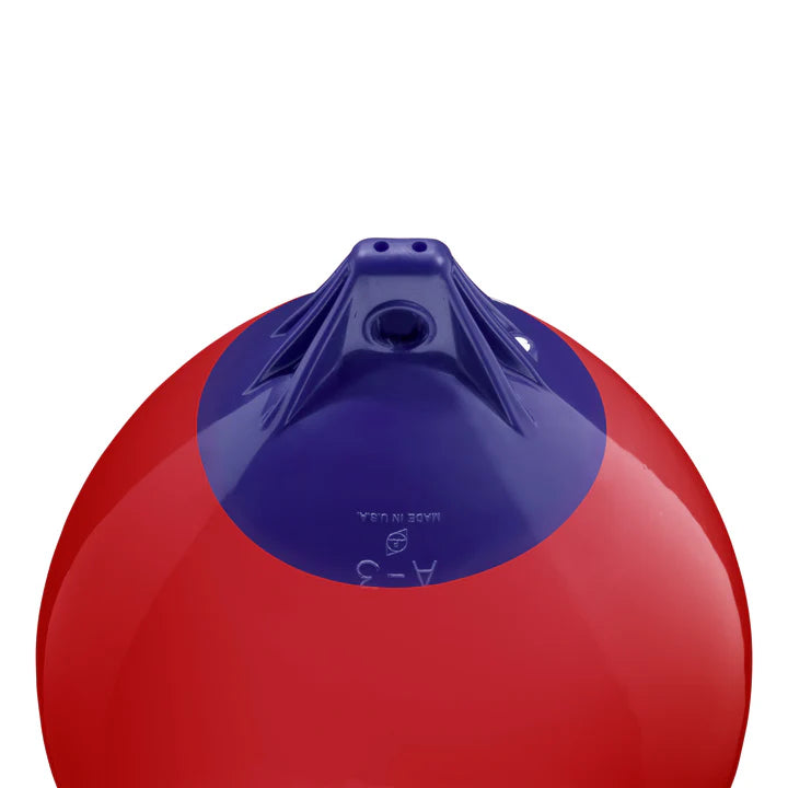 Polyform A Series buoy with signature round shape, ideal for mooring, anchor markers, and navigation. Made of UV-resistant, high-strength vinyl with reinforced rope eye for secure attachment. Trusted by commercial vessels and recreational boaters for reliable marine buoyancy.