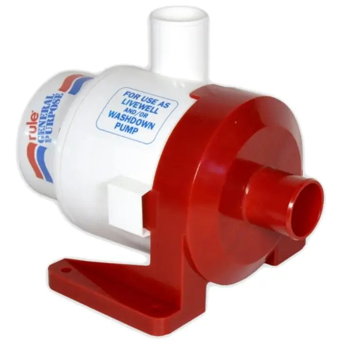 RULE Livewell Tank Pump Model M17A, with 3800 GPH flow rate and 12V DC operation. Ideal for large marine bait and livewell systems. Durable, corrosion-resistant construction ensures high-capacity water circulation and long-lasting reliability.