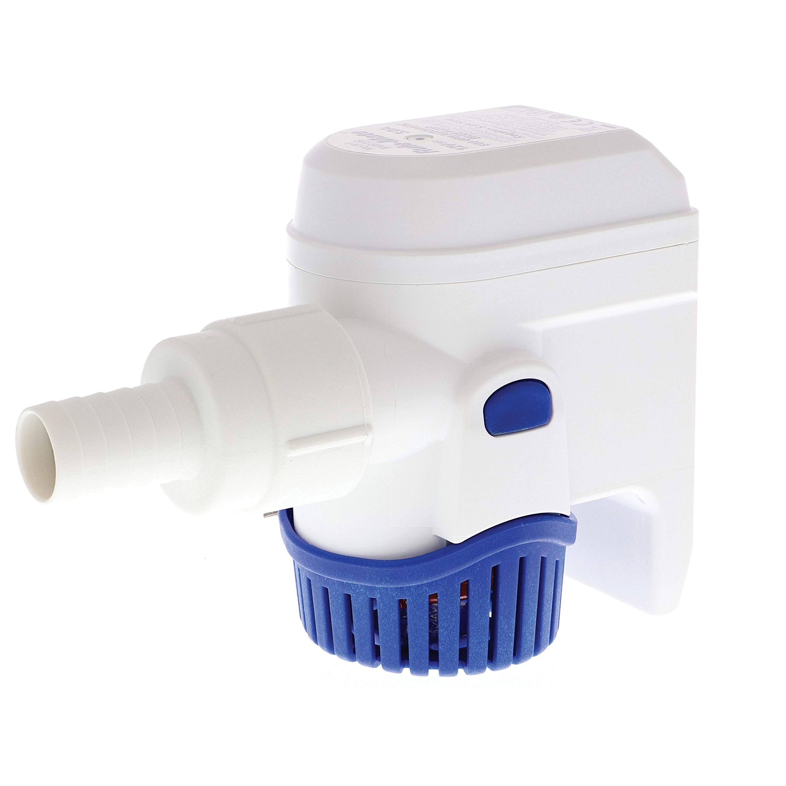 RULE Mate Bilge Pump RM800B with 800 GPH capacity. Compact, corrosion-resistant marine bilge pump designed for efficient water removal in small to medium boats. Durable construction for continuous operation and easy installation.