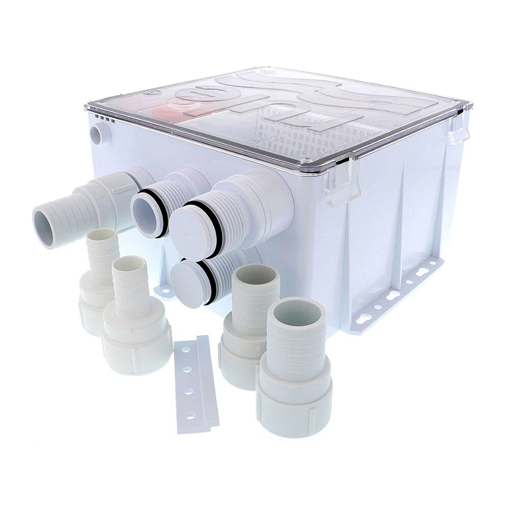RULE Shower Drain Box Model 99B with built-in 1100 GPH pump designed for fast, efficient drainage in marine and RV showers. Compact, durable, and easy to install, providing reliable water removal to prevent flooding and keep shower areas dry.


