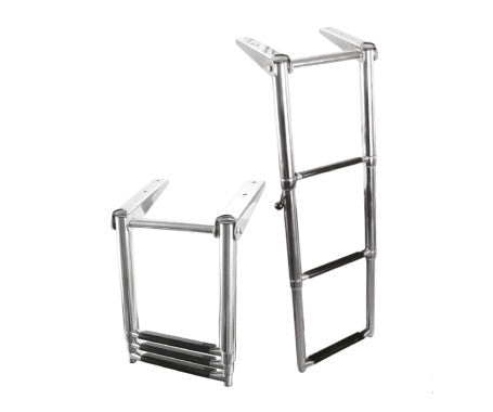Stainless Steel Telescopic Ladder with 3 steps – compact, durable ladder perfect for marine and RV use. Lightweight, foldable design for easy storage and safe climbing in tight spaces.

