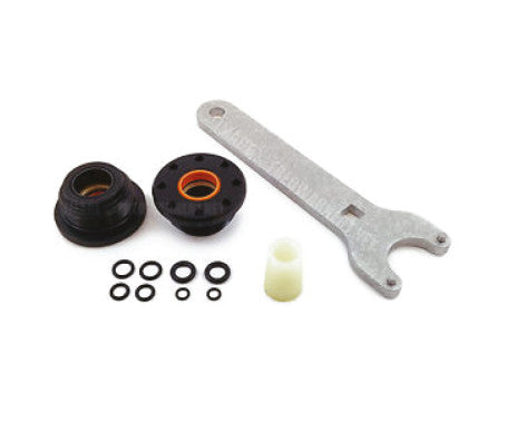 SEASTAR HS5157 marine steering cylinder kit featuring a durable hydraulic cylinder and installation wrench. Corrosion-resistant design for dependable steering system repairs and maintenance in marine environments. Compatible with multiple boat steering setups.

