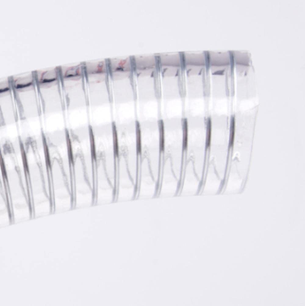 Clear STEEL WIRE HOSE ITALFLEX with durable steel wire reinforcement providing excellent flexibility and kink resistance. Suitable for industrial, marine, and general applications where visual monitoring of fluid flow is needed. Multiple sizes available.
