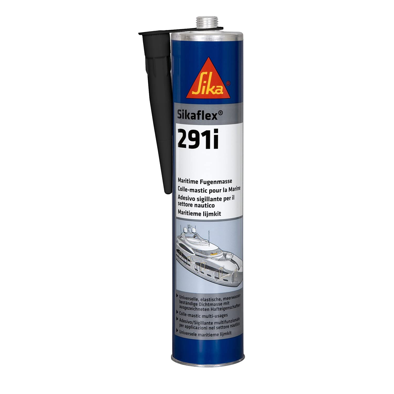 Sikaflex®-291i Marine Sealant & Adhesive 300ml cartridge—1-component, moisture-curing polyurethane sealant designed for marine applications. Offers excellent adhesion to wood, metal, GRP, and painted surfaces, providing a durable, elastic bond for sealing joints and bonding components above and below the waterline.