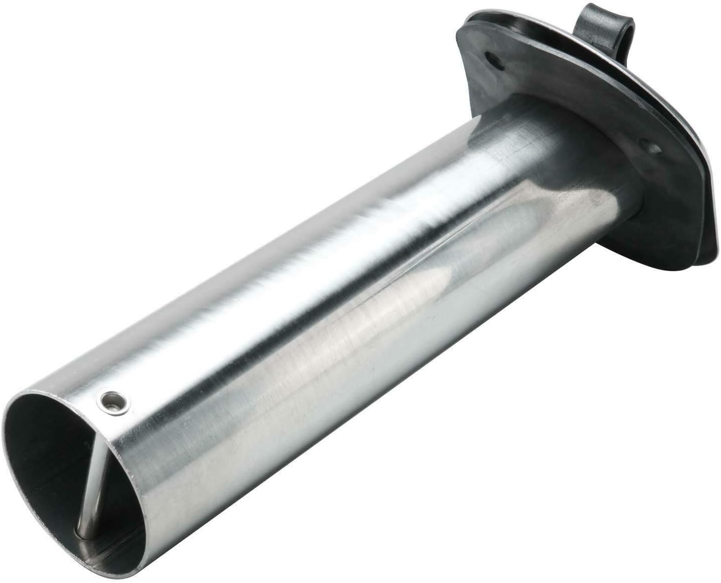 Stainless Steel 30-degree rod holder with protective PVC cap – marine-grade fishing rod holder for boats. Angled design ensures ideal rod positioning, while rust-resistant stainless steel and cap provide long-lasting durability and protection.