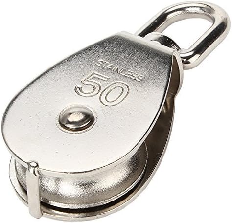 Stainless steel swivel pulley with single wheel – available in 15mm, 25mm, 32mm, and 50mm sizes. Marine-grade, corrosion-resistant pulley ideal for rigging and lifting applications.

