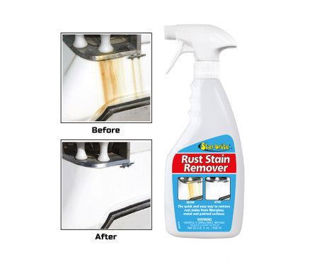 Star Brite Rust Stain Remover bottle – powerful cleaner designed to remove rust stains from boats, decks, fiberglass, gelcoat, vinyl, and painted surfaces. Safe for marine and outdoor use, restoring surfaces without damaging finishes.