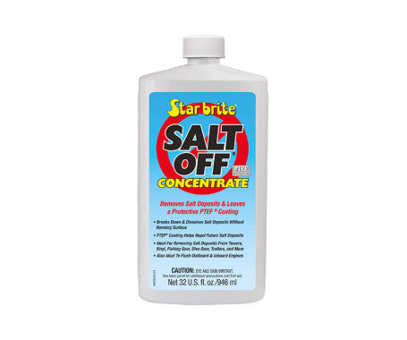 Star Brite Salt Off Protector with PTEF Concentrate – advanced salt remover and corrosion inhibitor. Removes salt buildup and applies a PTEF barrier to protect marine engines, trailers, and gear from rust and saltwater damage. Safe and effective formula.