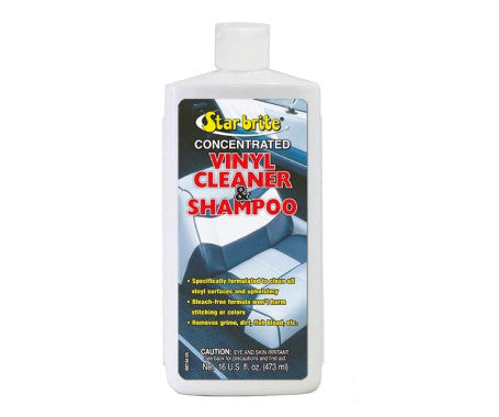 Star Brite Vinyl Cleaner & Shampoo – marine-grade vinyl cleaner that removes dirt, mildew, and stains from boat seats, cushions, and trim. Safe and non-drying formula leaves vinyl surfaces clean, soft, and well-maintained for long-lasting protection.