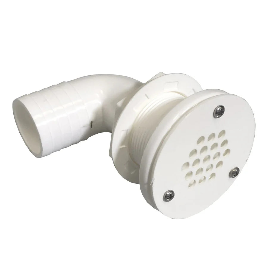 TH Marine deck drain thru-hull fitting with protective grill for effective drainage and debris prevention on boats and yachts. Durable marine-grade construction resists corrosion and UV damage. Ideal for deck, cockpit, or scupper installations in saltwater environments.