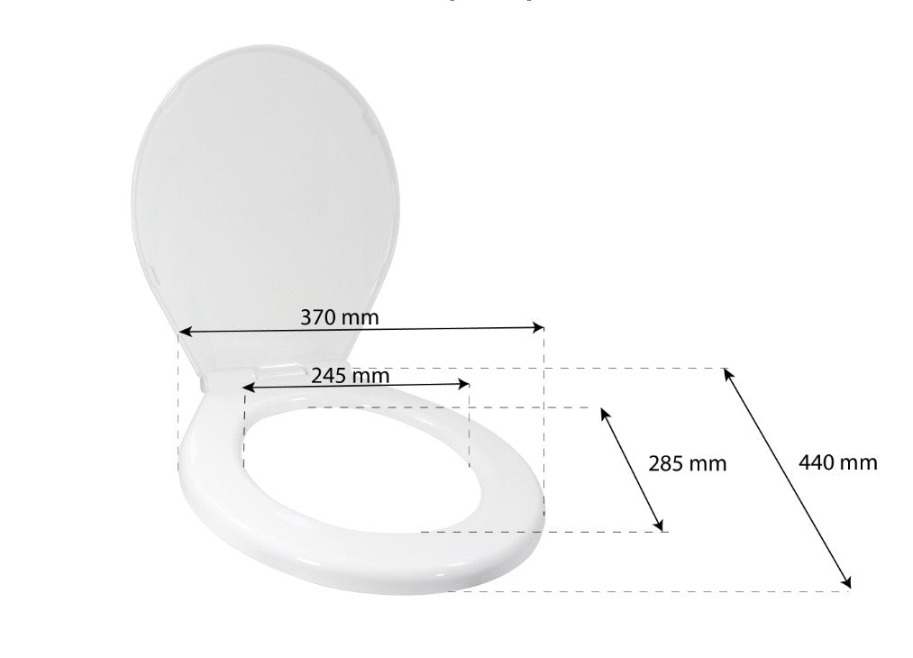 TMC Deluxe toilet seat and cover with slow-close feature for TMC models 29941, 29921, 29923, and 29931. Includes quick-attach hardware for simple installation. Durable marine-grade plastic construction designed for quiet closing and long-term use in marine environments.