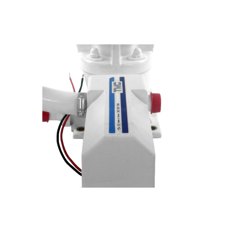 TMC Electric Marine Toilet with large bowl and deluxe plastic seat. Includes switch box for easy control. Made with corrosion-resistant marine materials. Fits 12V and 24V systems with 1" inlet and outlet hoses. Ideal for yachts and offshore boats needing spacious, reliable sanitation.

