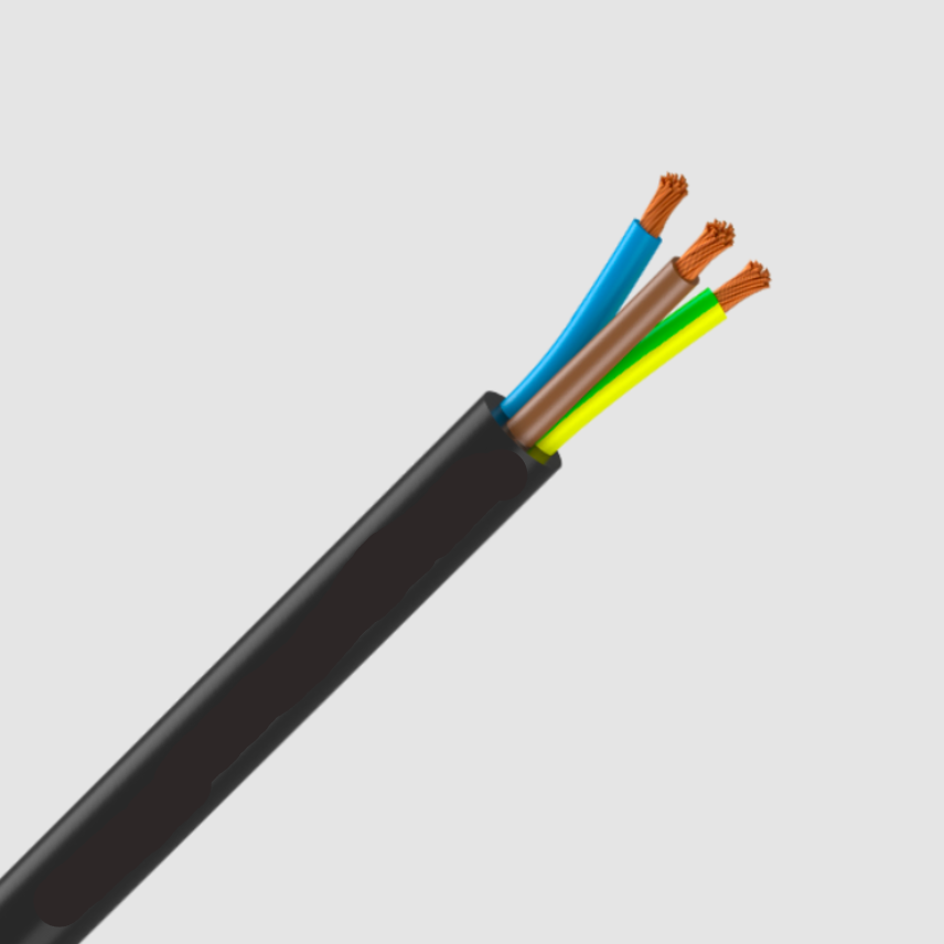 Top Cable 25mm² 3-core black H07RN-F flexible rubber cable, suitable for heavy-duty applications. 90°C temperature-rated, oil-resistant, abrasion-resistant sheath ideal for industrial, marine, and mobile power installations.

