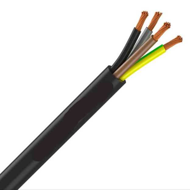 Top Cable H07RN-F 25mm² 4-core black flexible rubber cable for power and control. Heavy-duty design rated for 90°C, resistant to oil, weather, and abrasion. Ideal for marine, industrial, and mobile generator installations.