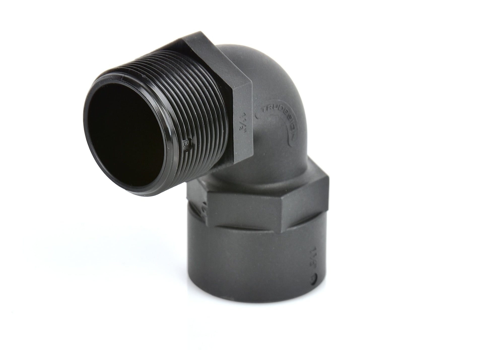 TruDesign 90° Elbow F-M with BSP threads connects female to male fittings at a right angle. Made from black GRP (glass-reinforced polymer) for strength, UV stability, and corrosion resistance. Ideal for marine plumbing systems in tight spaces. Lightweight, durable, and non-metallic.

