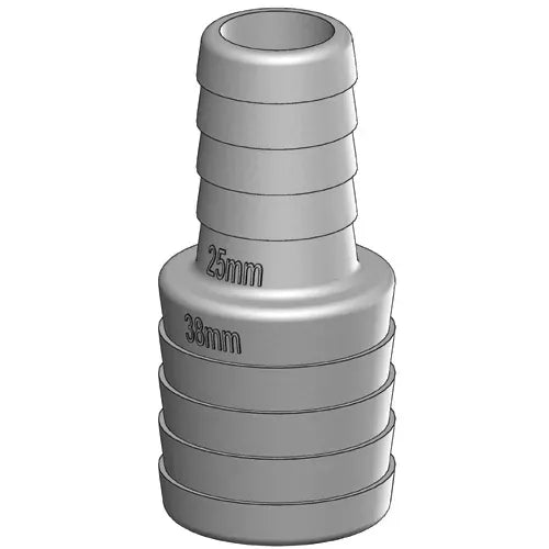 TruDesign Hose Reducer in white glass-reinforced polymer for adapting different hose sizes in marine plumbing. UV- and corrosion-resistant, lightweight, and suitable for water, bilge, or sanitation systems. Provides secure, leak-free hose connections in demanding marine environments.