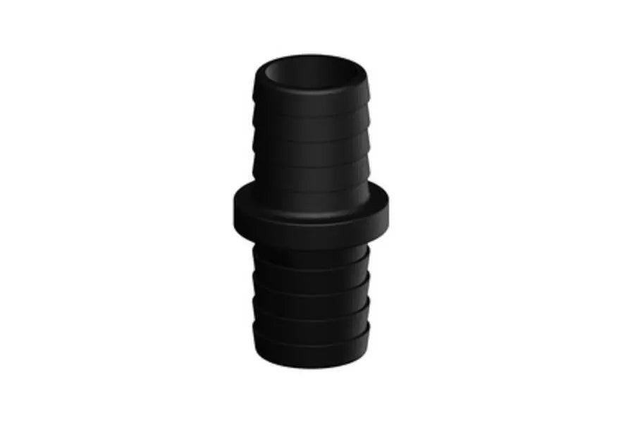 TruDesign Straight Connector made from black glass-reinforced nylon composite. Designed to securely connect two hoses in a straight line within marine plumbing setups. UV-resistant, corrosion-proof, and ideal for fresh, grey, or black water systems. Lightweight and easy to install.