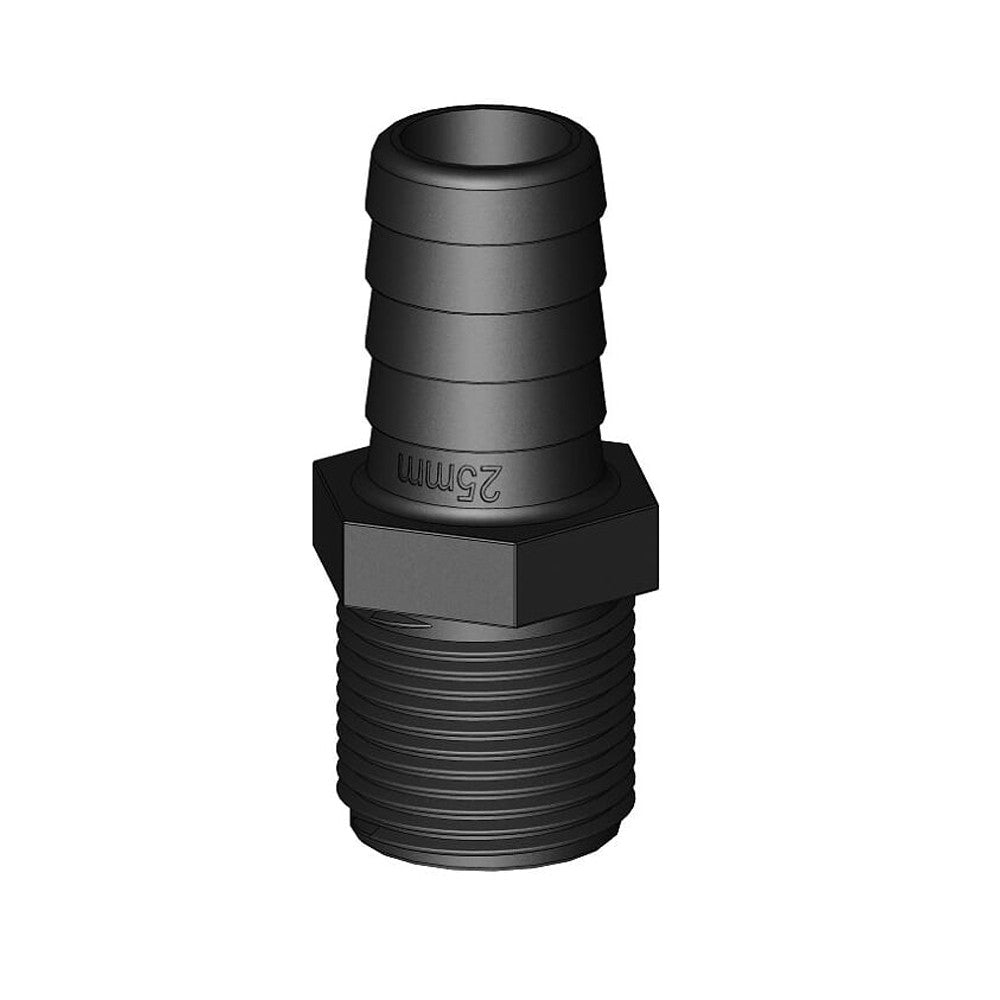 TruDesign long thread tail fitting with black male BSP thread. Made from glass-reinforced nylon composite for superior strength and corrosion resistance. Designed for marine plumbing—ideal for diesel, bilge, or freshwater lines. Secure, lightweight, and UV-resistant for hull or tank use.