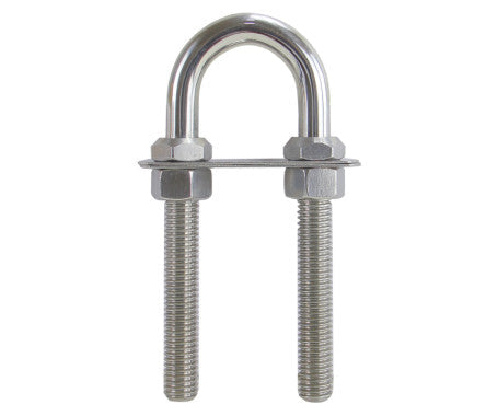 12mm U-BOLT Bow Eye manufactured from S.S. 316 stainless steel, providing superior corrosion resistance and strength. Ideal for marine use, ensuring secure and reliable fastening in boats, docks, and equipment exposed to saltwater and harsh conditions.