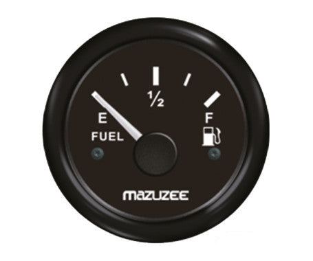 Universal analog fuel level indicator with 52mm cut-out and dual voltage support (12V/24V). Easy-to-read dial for precise fuel monitoring. Compatible with standard fuel senders. Ideal for boats, RVs, cars, and generators. Durable and easy to install.
