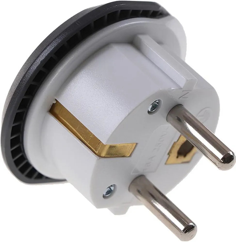 Universal 250V 16A travel power adapter plug for worldwide use. Compatible with most international sockets including EU, UK, US, and AUS. Designed for safe and reliable charging of electronic devices while traveling. Compact design with surge protection and safety shutters.

