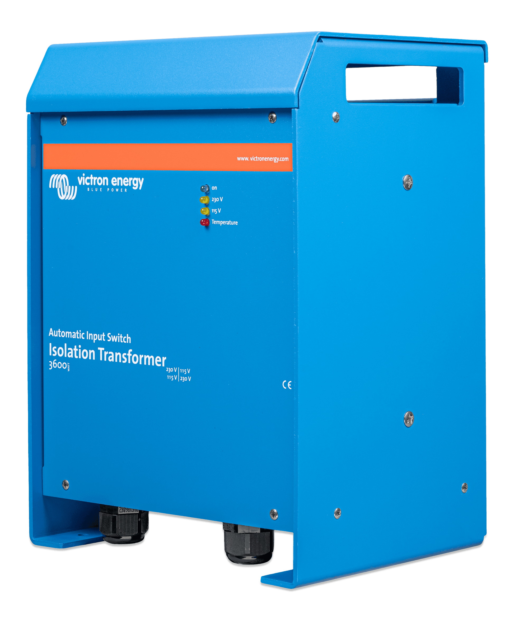 Victron 3600 W isolation transformer for 115/230 V AC marine and RV power systems. Delivers galvanic isolation, eliminates shore power corrosion risk, and provides enhanced protection for high-capacity onboard electrical loads in saltwater and harsh environments.

