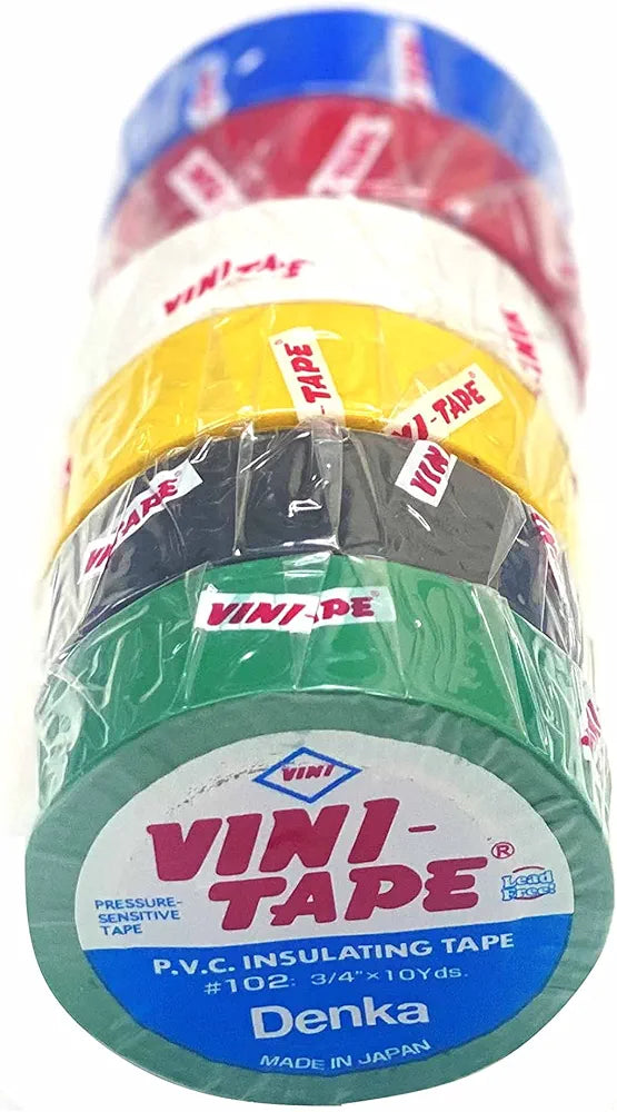 Vini 6 pcs assorted insulation tape set made in Japan, providing superior insulation and durability. Suitable for electrical, marine, and industrial applications, resistant to moisture and abrasion. Quality assured product supplied by Rimal Marine for effective wire protection.