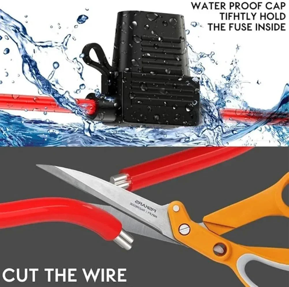 Rugged waterproof mini blade fuse holder for inline 12V or 24V circuits. Perfect for marine, automotive, and outdoor use, offering protection from moisture and debris. Easy to install with reliable fuse access. Supplied by Rimal Marine.

