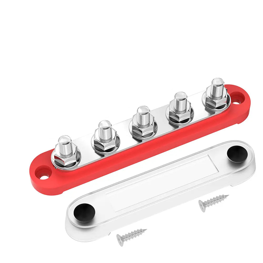 ZeeVolt ZV14203 – 150A 48VDC 5×M8 Terminal Studs BusBar for Automotive & Marine
