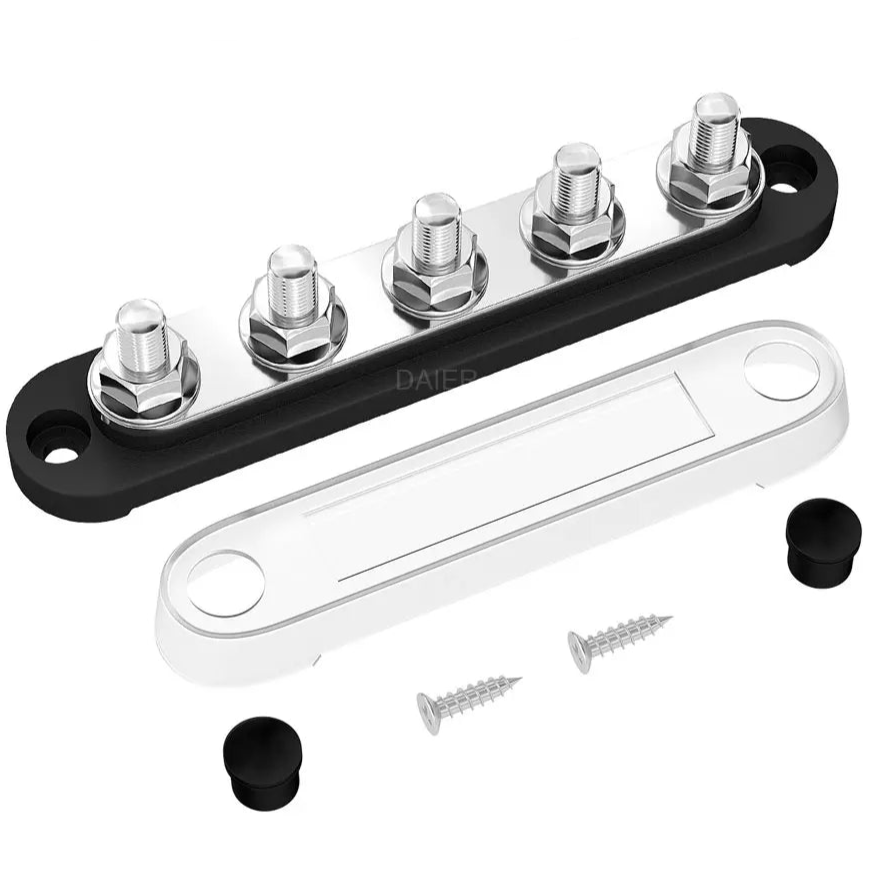 ZeeVolt ZV14203 – 150A 48VDC 5×M8 Terminal Studs BusBar for Automotive & Marine