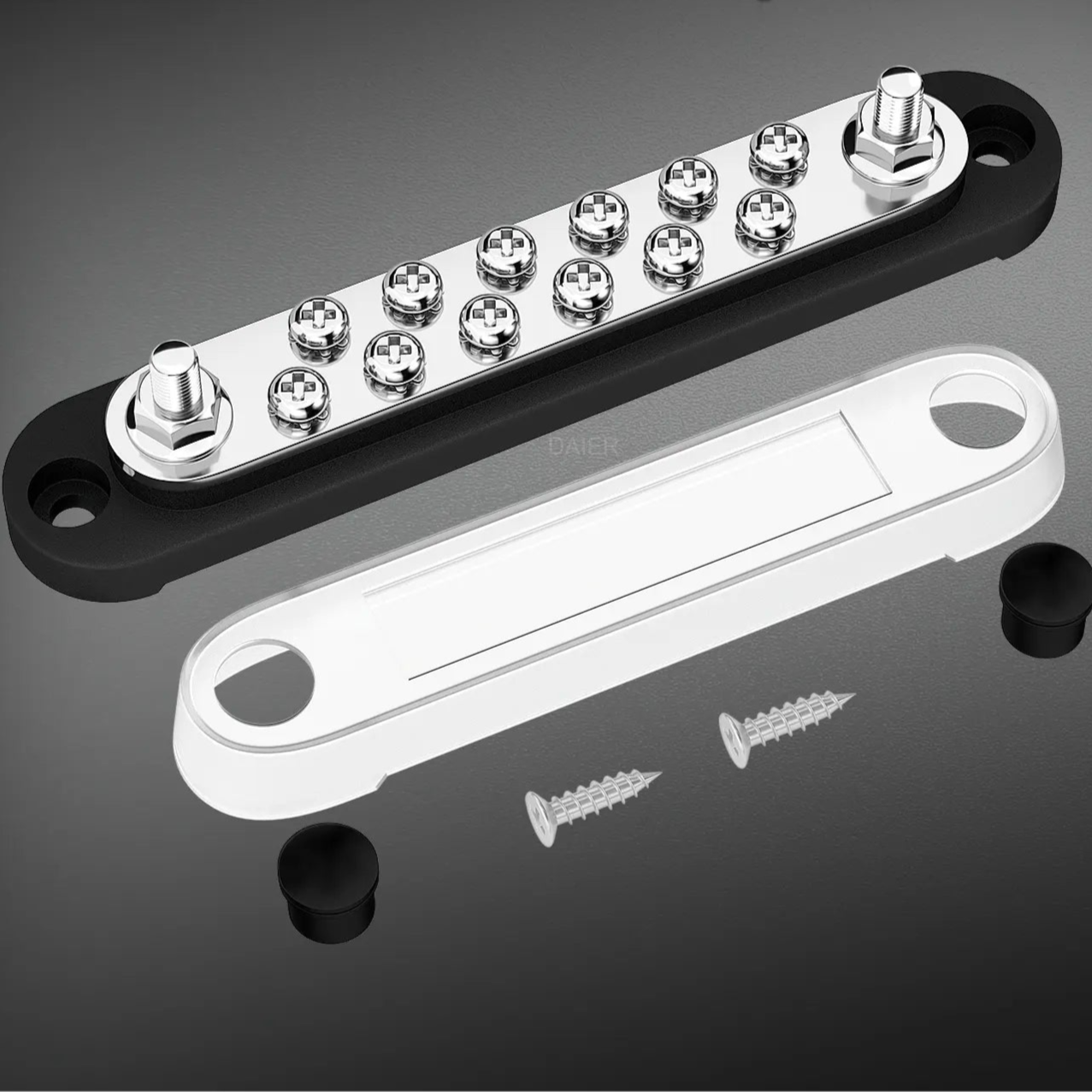 ZeeVolt ZV14425 – 150A Dual Insulated BusBar with 2×M6 Studs & 12×M4 Screws