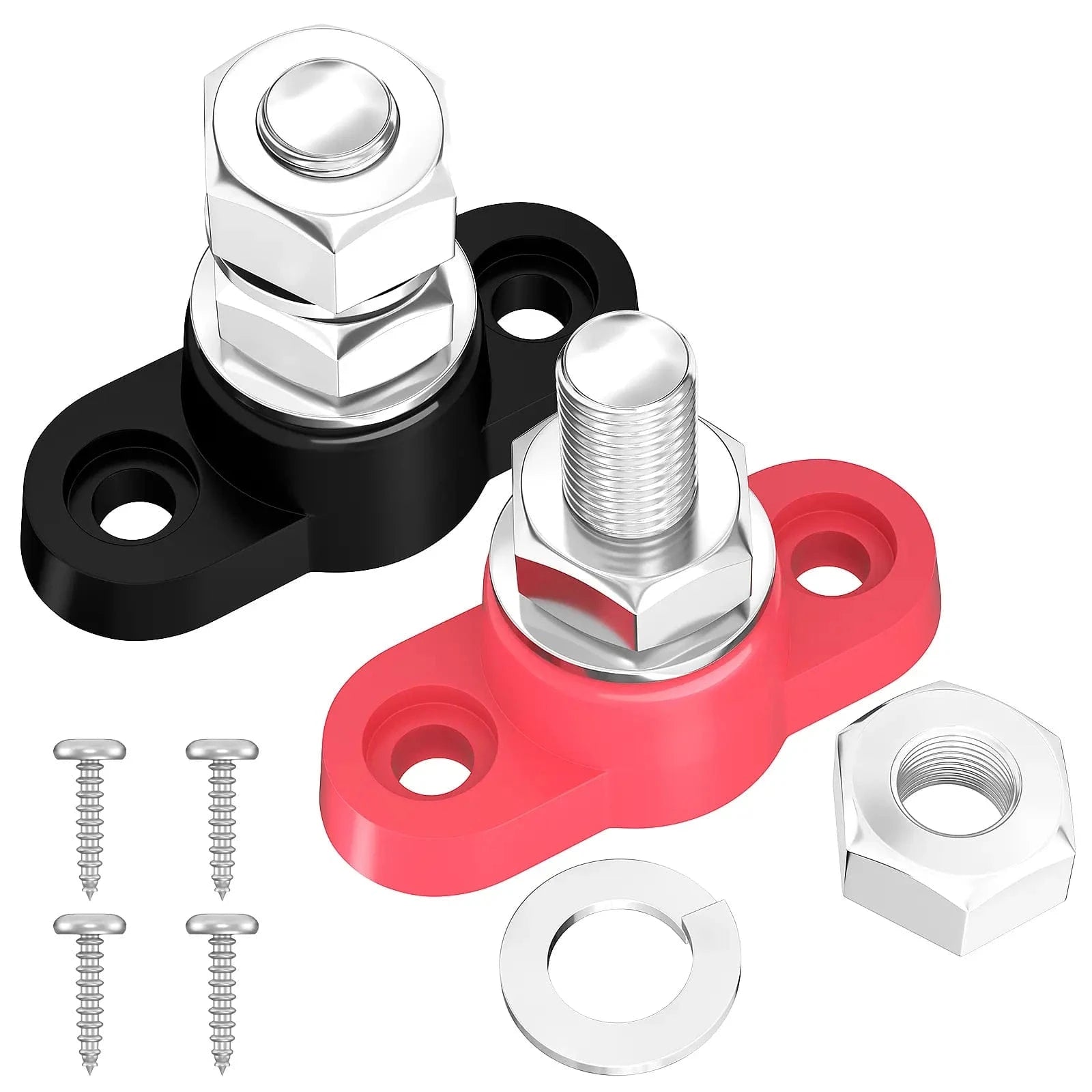 ZeeVolt ZV14462 250A M10 Stud Battery Junction Post with nickel-plated brass plate, flame-retardant nylon base, and 316 stainless steel studs for durability. Ideal for automotive, RV, marine, truck, and solar power distribution systems. Available in Rimal Marine.