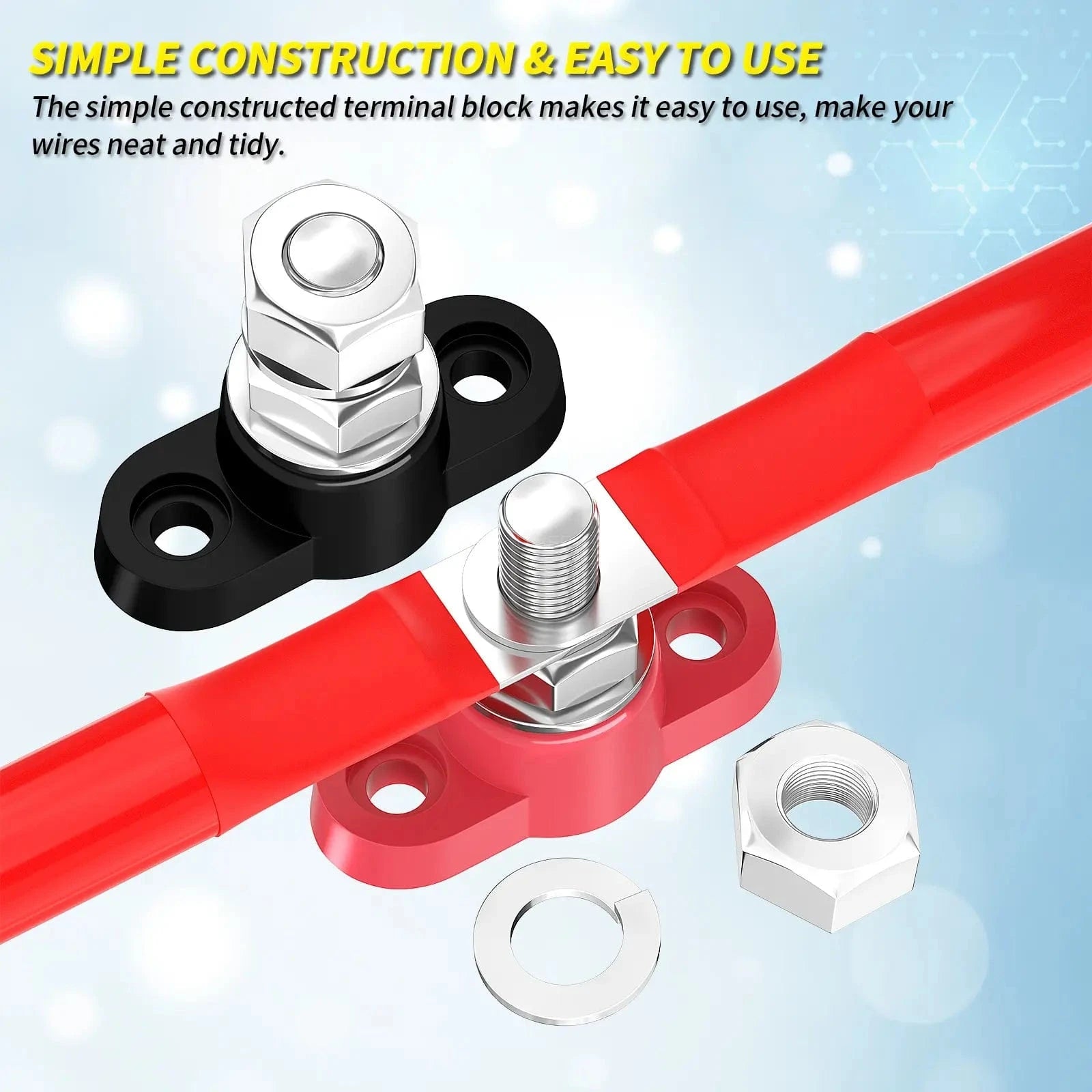 ZeeVolt ZV14462 250A M10 Stud Battery Junction Post with nickel-plated brass plate, flame-retardant nylon base, and 316 stainless steel studs for durability. Ideal for automotive, RV, marine, truck, and solar power distribution systems. Available in Rimal Marine.